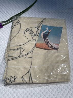 George Wolfe Plank Vogue Peacock Lady Stamped Cross Stitch Embroidery Rare